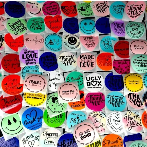 100 thank you stickers mystery bag bundle mix thank you 2" - Picture 9 of 12